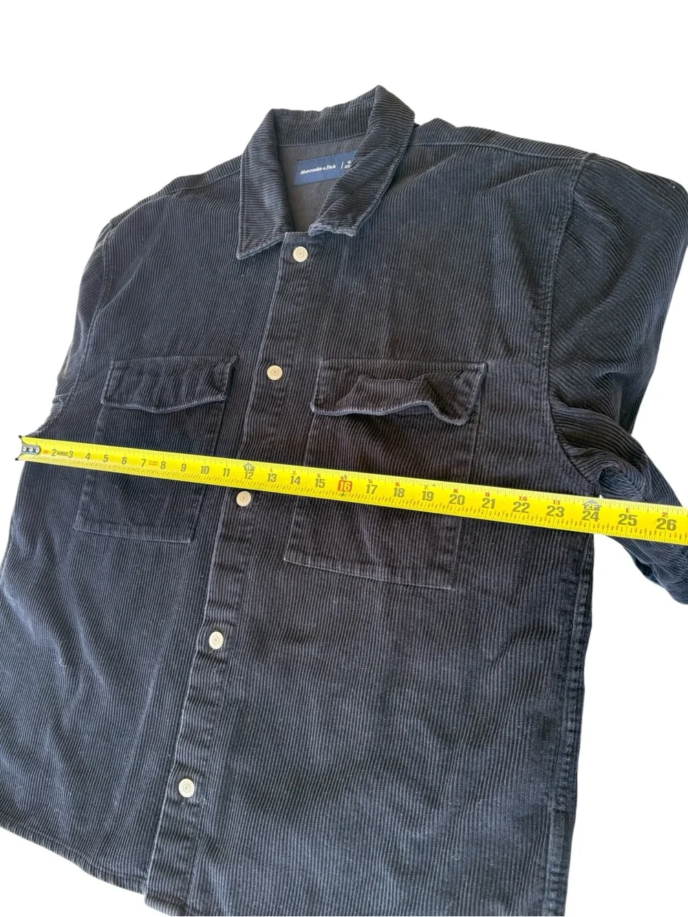 Abercrombie & Fitch Men's Black Corduroy Button-Down Shirt - Size XL